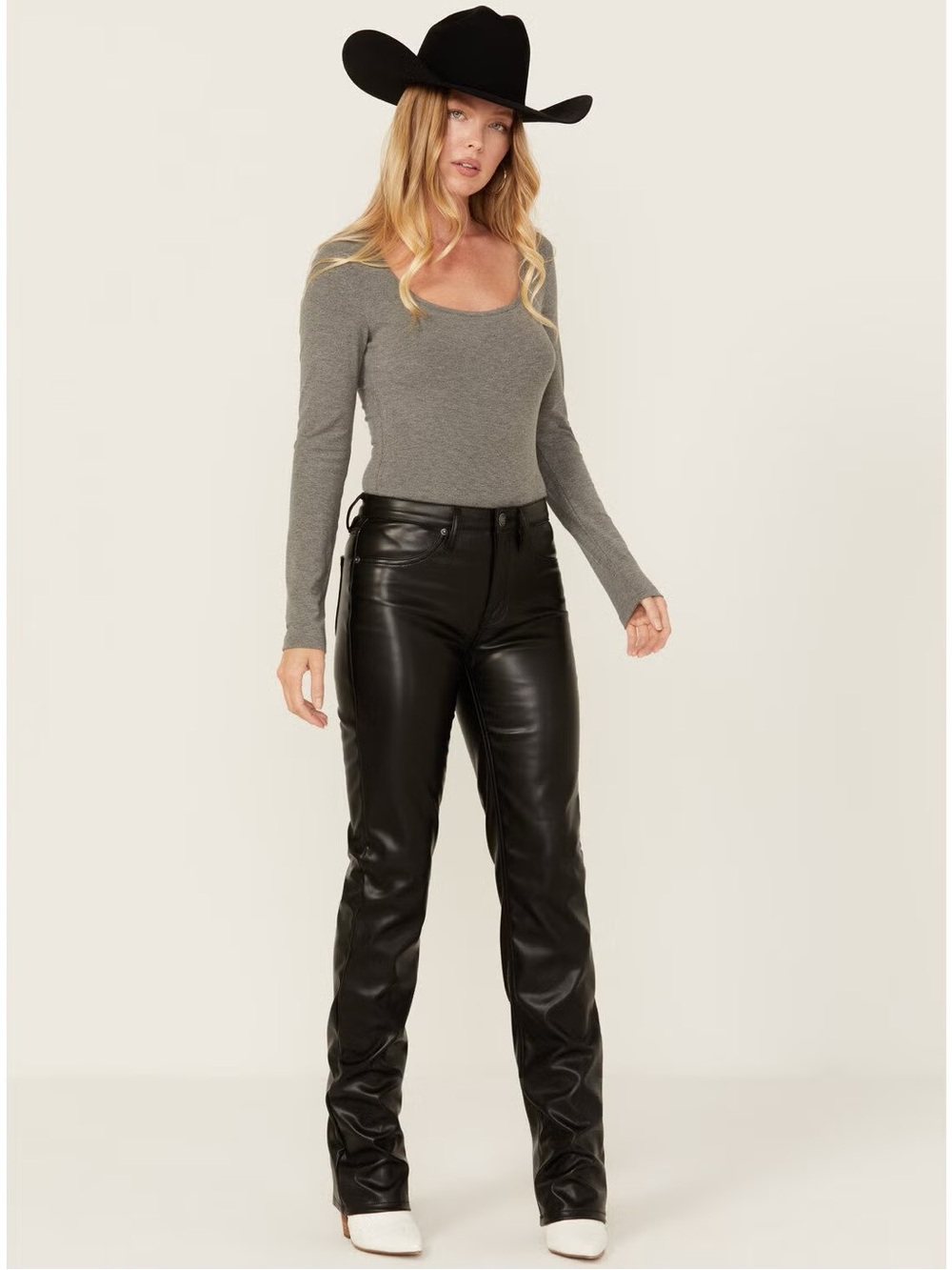 Sleek Black Faux Leather High-Rise Pants